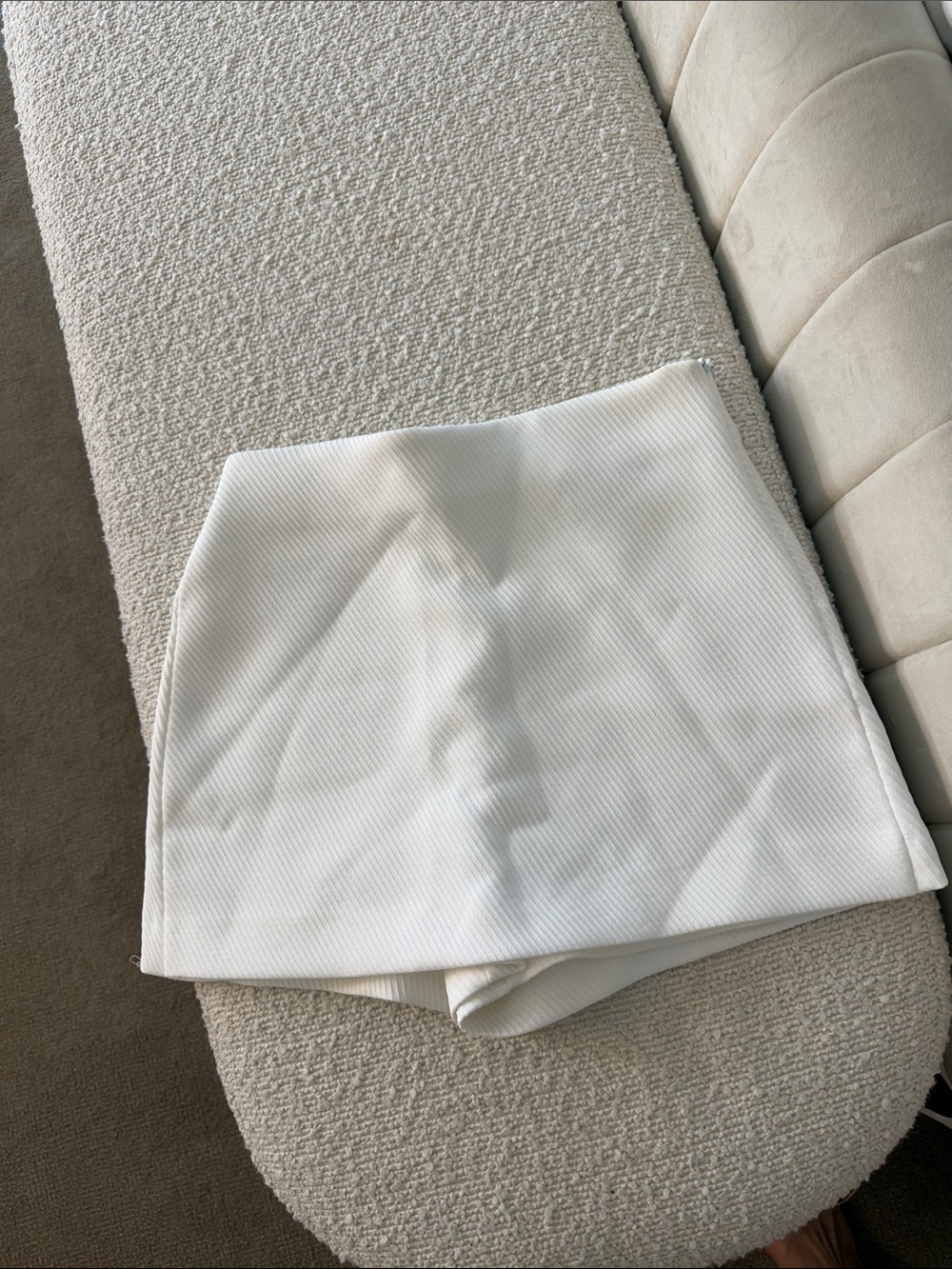Zara White Ribbed Mini Skirt